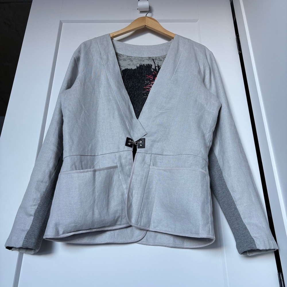 Quebec Canada Volt Design Reversible Linen Jacket Unique Construction Piece